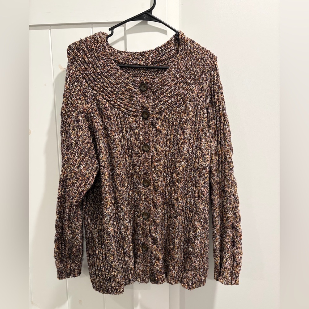 Dressbarn Woven Multicolor Button Front Cardigan Sweater Women’s 22/24 Plus